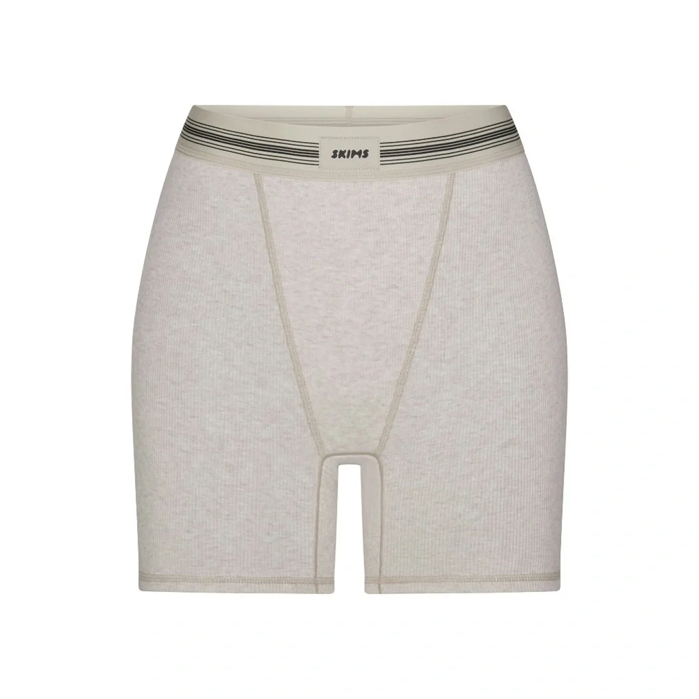 Skims Cotton Rib Boxer Health Oatmeal Multi Size Small.